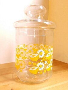  Sasaki стекло Showa Retro retro античный лимон рисунок pop канистра сладости - pot стеклянная бутылка сохранение бутылка кухня смешанные товары прекрасный товар 