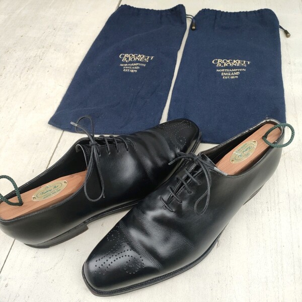 最高級/英国製/クロケット&ジョーンズCROCKETT&JONES/9411/WEYMOUTH/337/ハンドグレード/ホールカット/メダリオン/ドレスシューズ/革靴/7/