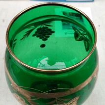 【付属有】新品/カガミクリスタルKAGAMI CRYSTAL/デッド/ベネチアン/クリスタルガラス/金彩/グラヴィール彫刻/工芸/キャンディポット/緑金/_画像3