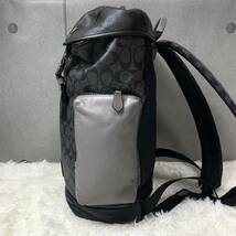 美品/希少 ●COACH コーチ メンズ リュック バックパック ビジネス シグネチャー レザー 本革 PVC ブラック系 黒 A4収納 大容量 書類_画像5