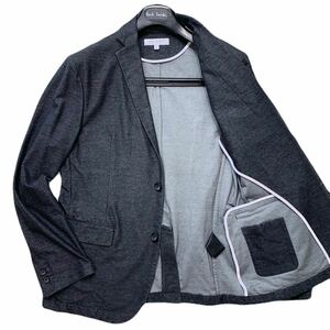 美品/XL ●UNITED ARROWS ユナイテッドアローズ テーラード アンコン ジャケット スウェット生地 ダークグレー 灰 春 夏 サマー ストレッチ