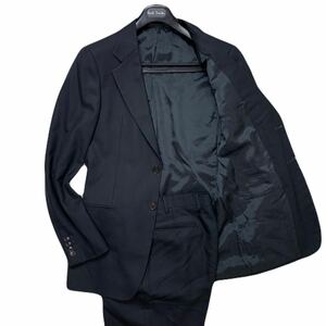 美品/L相当 ●ARMANI COLLEZIONI アルマーニ コレツィオーニ スーツ セットアップ バーズアイ シルク 48サイズ ブラック 黒 ビジネス 絹