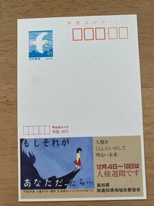 額面41円はがき　エコーはがき　未使用はがき　広告はがき　もしそれがあなただったら　人権週間　高知県