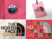 28万新品◆M◆グッチ GUCCI×THE NORTH FACEコラボ マルチカラーロゴ刺繍 ピンク系 フーディーマウンテンパーカー 1円_画像9