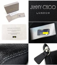 8万新品◆JIMMY CHOOジミーチュウ◆レザーエンボスロゴ三つ折り財布LONI黒1円_画像9