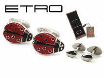 8万新品◆エトロ◆てんとうむし ladybug イタリア製ハッピーモチーフカフス シルバー×赤黒【ETRO】1円_画像1