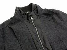 18万新品◆62=5XL◆BOSS ヒューゴボス ウール PRIMALOFT中綿入りレイヤード風ハイネックフルジップジャケット 濃灰『Coxtan8』1円_画像8