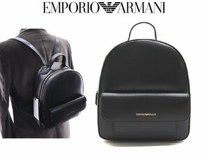 8 ten thousand new goods *EMPORIO Armani light weight PU leather A5 size Eagle Logo backpack black 1 jpy 