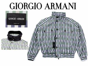 70万新品◆54=XXL◆GIORGIO アルマーニ 撥水加工 フーディー内蔵ブルゾン 幾何学柄 1円