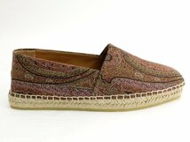 9万新品◆40=25cm程度【ETRO】ペイズリーモチーフ 赤茶系マルチカラーファブリック スペイン製エスパドリーユシューズ 1円_画像4