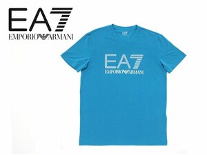 4万新品◆XL◆【EMPORIOアルマーニ EA7】ストレッチVネック Tシャツ ブルー青 1円