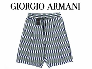 35万新品◆52＝XL◆ジョルジオARMANI 春夏アルマーニ 幾何学柄バミューダショーツ 1円