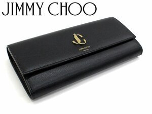 10 десять тысяч новый товар *JIMMY CHOO Jimmy Choo * дизайн логотипа чёрный кожа длинный кошелек 1 иен 