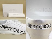 12万新品◆42=27cm◆JIMMY CHOOジミーチュウ◆KAI/F ラメロゴ入り白レザースニーカー 1円_画像9