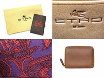 7万新品◆エトロ◆カーフレザー ラウンドジップ型コイン・カードケース 茶【ETRO】1円_画像9