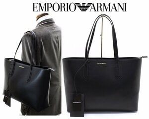 14 ten thousand new goods *EMPORIO Armani black leather tote bag 1 jpy 
