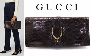 40 десять тысяч новый товар *GUCCI Gucci [ soft Stila p]. фиолетовый питон кожа широкий клатч 1 иен 