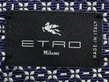 5万新品◆エトロ◆紺×シルバー系 幾何学小紋柄 シルク100％ネクタイ【ETRO】1円_画像8