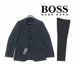 20万新品◆50=M～L◆BOSS ヒューゴボス SLIM FIT イタリア製ファブリック コットンストレッチスーツ 濃青『Novan6/Ben2』1円