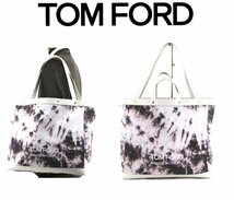 45万新品◆TOMFORD トムフォード 大容量2wayロゴ入りトートバッグ オフ白マルチカラー 1円_画像1