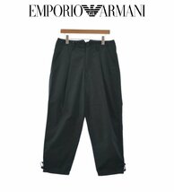 9万新品◆52=XL◆EMPORIO アルマーニ 裾ドローストリングデザインタックトラウザー コットンパンツ 黒 1円_画像1