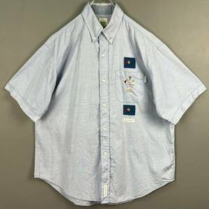 Wm821 日本製 Karl Helmut カールヘルム 半袖シャツ ボタンダウンシャツ ゴルフ ワッペン 刺繍 ブルー メンズ ゆったり 大きいサイズ