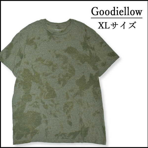 メンズブリーチ染め半袖TシャツXL 古着屋　緑　ブランド　ゆったり　大きめ　丸首