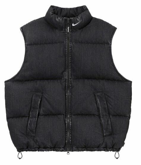 L Supreme Nike Denim Puffer Vest black ブラック　黒　シュプリーム　ナイキ　デニム　パファー　ベスト