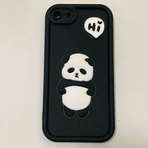 新品送料無料　パンダのiphoneケース 7/8/SE2.3用 　滑り止め　立体パンダ　かわいい　動物　シリコンケース ブラック　動物園コーデ　