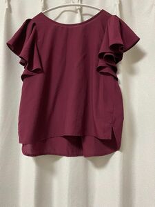 W closet トップス　赤色　レッド　ボルドー　半袖　フリーサイズ