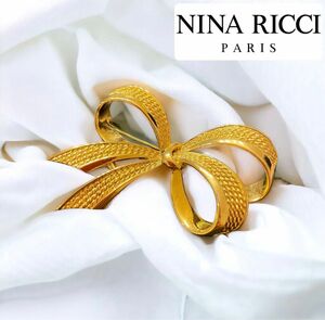 NINA RICCI ニナリッチ ゴールド リボンブローチ フランス PARIS