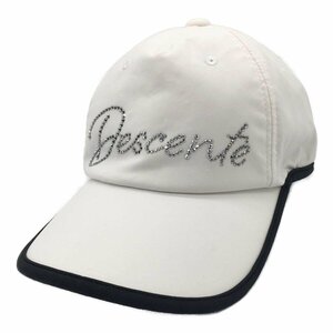 coco★デサント★DESCENTE★キャップ★リボン★白/スワロフスキー★フリーサイズ(55-57cm)★中古※レターパックプラス発送可★90772