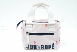 coco★ジュン&ロペ★Jun&Rope★カートバッグ★ラウンドバッグ★ストライプ★ピンク×ホワイト★USED★86006