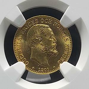 【高鑑定】1901 EB スウェーデン 投資10クローネ 金貨 NGC MS66 ゴールド 資産 PCGS 北欧 アンティークコイン モダン ノルウェー ナチス