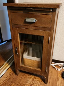  wooden cabinet telephone stand storage display shelf retro interior molding glass 