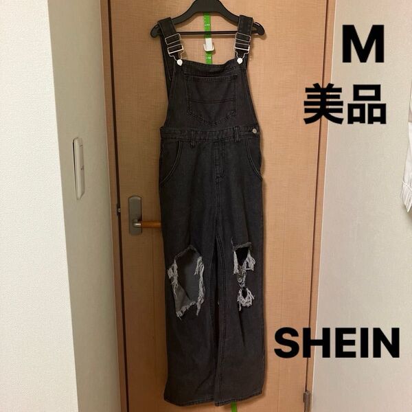 SHEIN デニムオーバーオール サロペット ブラック レディース M