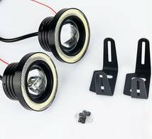 ホワイト Lanx. フォグランプ LED イカリング ヘッドライト ホワイト 左右 2個 セット 汎用 高性能 COB 防水 車_画像1