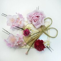 髪飾り 花 成人式 バラと菊　紐付き 結婚式 振袖 卒業式 袴 ブライダル(2)_画像3