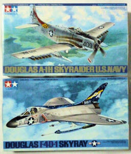 ★未組立★新品同様★ タミヤ 1/48 A-1H SKYRAIDER & F4D-1 SKYRAY 2機セット ★送料無料★