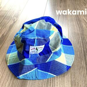 wakami バケットハット 帽子 青 ワカミ フリーサイズ チェック柄 日本製