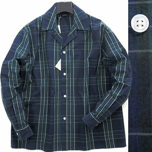 新品 Grand PARK ニコル 日本製素材 オープンカラー シャツ ブルゾン 48 (L) 紺緑 【I46730】 NICOLE 春夏 メンズ 長袖 オーバーサイズ