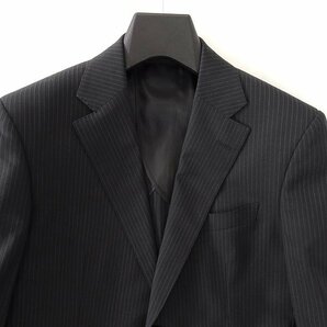 新品 スーツカンパニー 春夏 ストレッチ ウール ストライプ スーツ AB5 (やや幅広M) 黒 【J56840】 170-4D メンズ シングル ノータックの画像4
