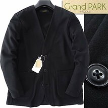 新品 Grand PARK ニコル ストレッチ ノーカラー ジャケット 46(M) 黒 【J51580】 NICOLE メンズ ブルゾン カジュアル ビジネス_画像1