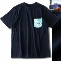 新品 キャンピングコンフォートライフ 春夏 アウトドア プリント ポケット Tシャツ LL 紺【PW9M-T115_NA】 CAMPING COMFORT LIFE 半袖_画像1