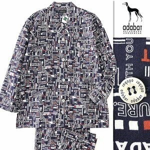  new goods 1.6 ten thousand Adabat made in Japan a moon zenW gauze setup pyjamas L navy blue [J49711] spring summer men's adabat cotton shirt pants 