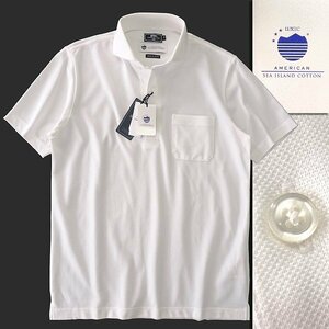  new goods gim Jim top class American Sea Island Cotton short sleeves kata way polo-shirt M white [I42675] mesh made in Japan spring summer men's shirt 