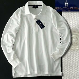  new goods regata Club spring summer deer. . jersey - polo-shirt with long sleeves L white [RCL-001_WT] REGATTA CLUB shirt men's Logo embroidery Golf 