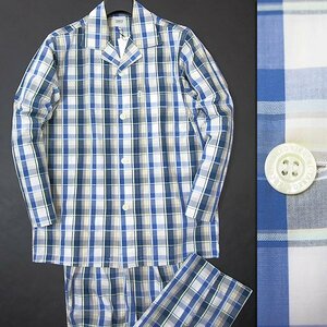  new goods 1.5 ten thousand Takeo Kikuchi ma gong s check tailored pyjamas M blue [J58204] TAKEO KIKUCHI men's spring summer summer . collar car n blur -
