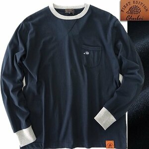  новый товар CHUBEIchuu Bay 2024 год весна лето вышивка bai цвет карман футболка с длинным рукавом M темно-синий [CH1441129_79] мужской cut and sewn еж 