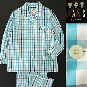  new goods Dux made in Japan spring summer cotton check pattern setup pyjamas M blue green black white [J52691] men's DAKS LONDON shirt pants 